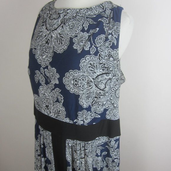 Chaps Dresses & Skirts - CHAPS Blue Paisley Floral Stretch Knit Pullover Maxi Dress Women's Plus 20W
